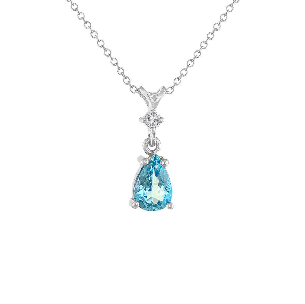 Κολιέ Δάκρυ με Aquamarine και Διαμάντι