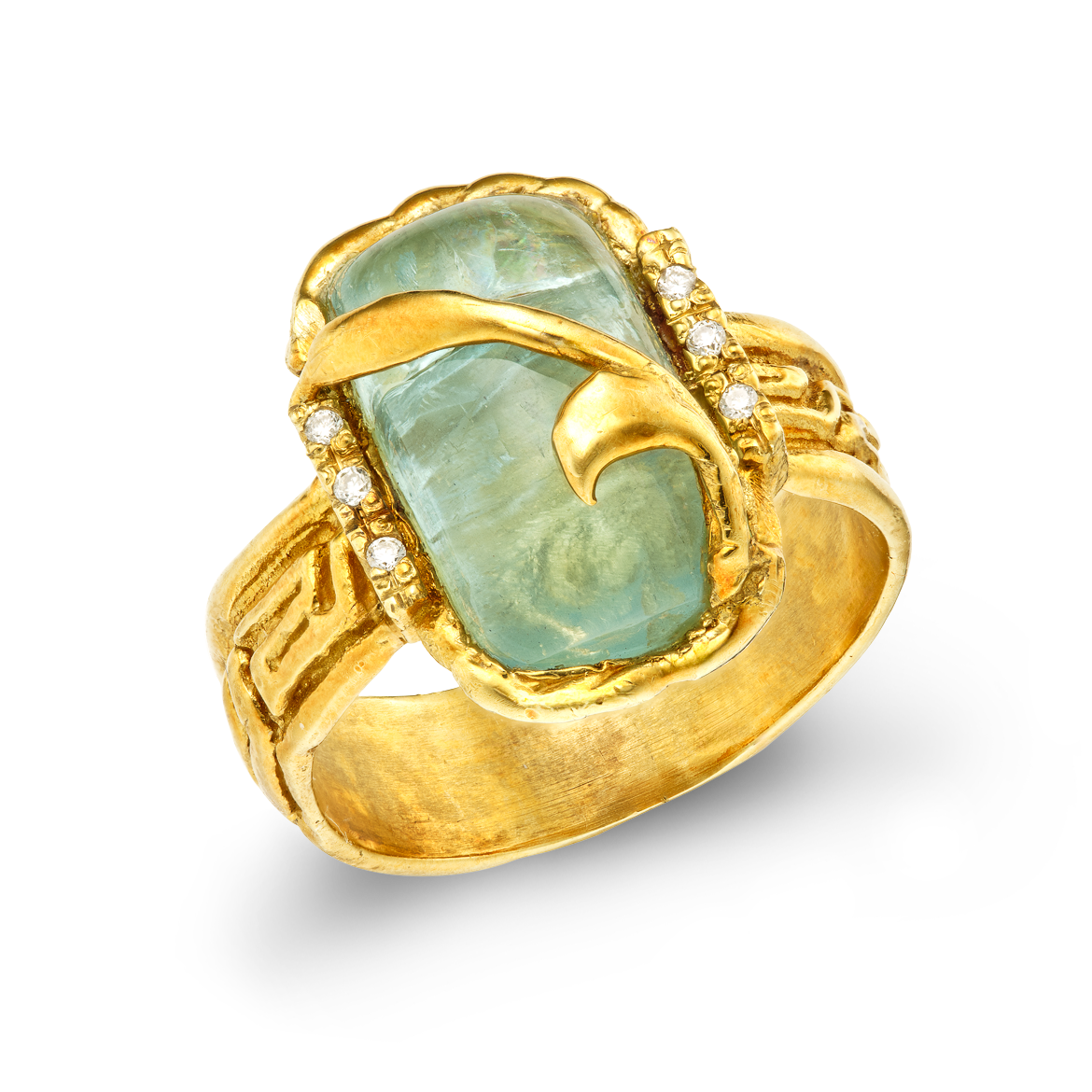 Δαχτυλίδι Χειροποίητο με Aquamarine και Διαμάντια