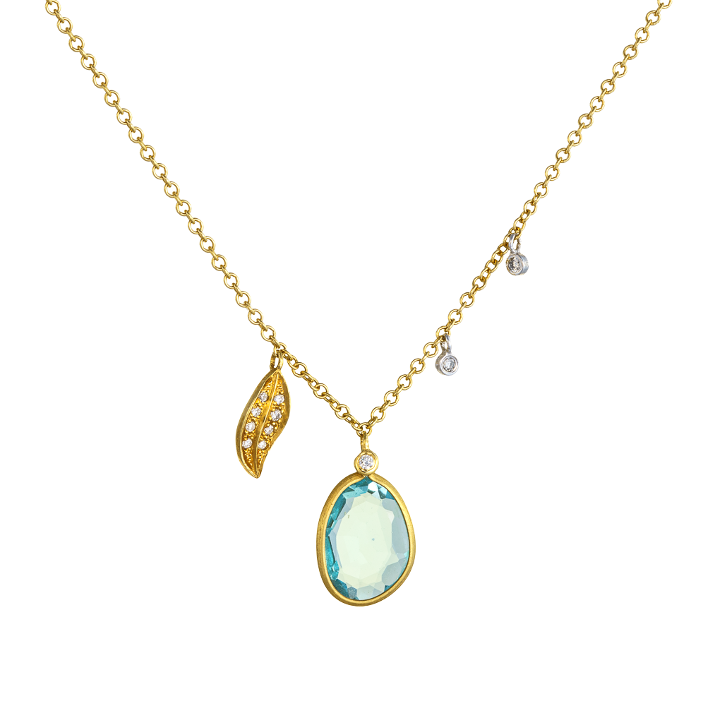 Κολιέ με Blue Topaz και Διαμάντια