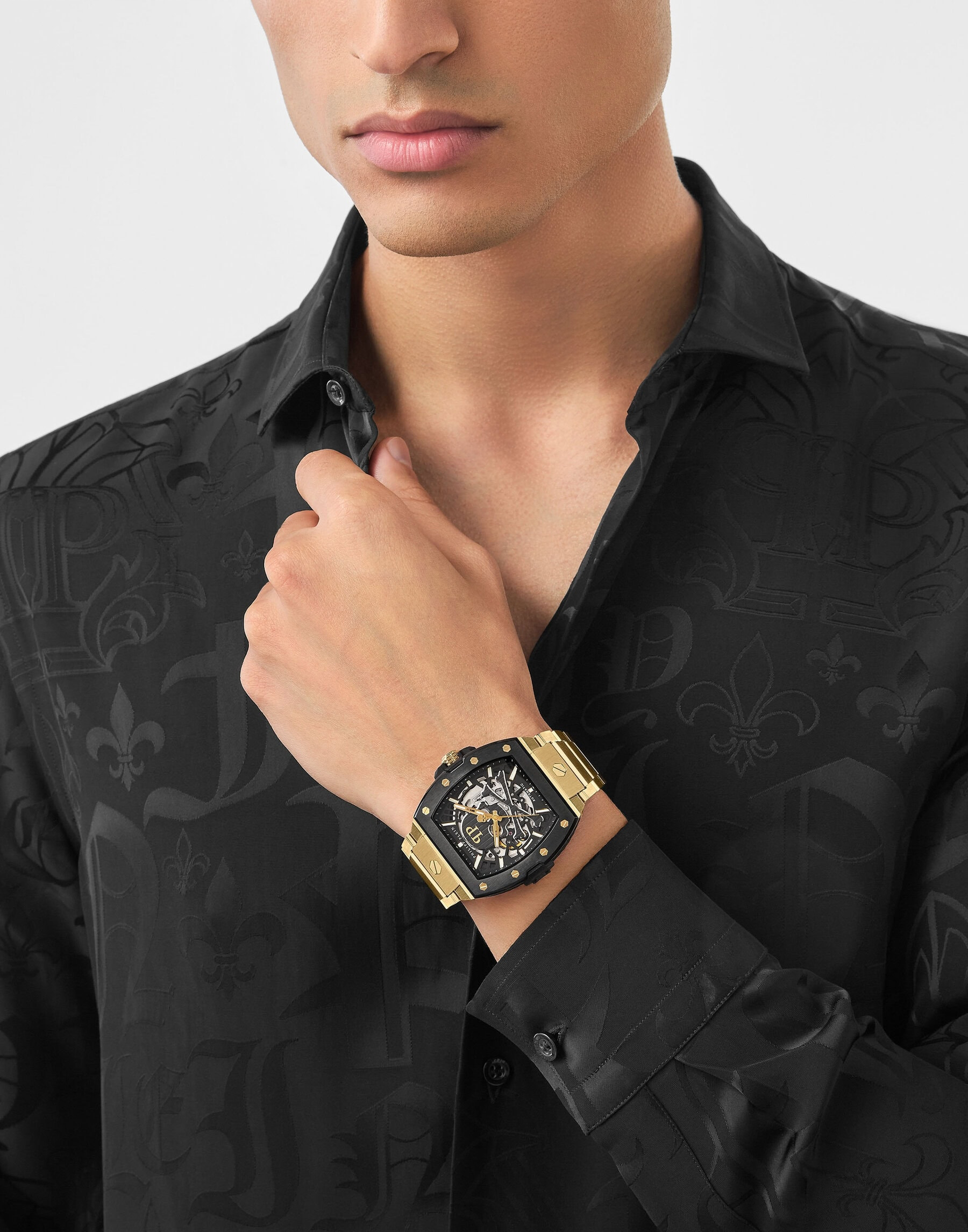 PHILIPP PLEIN THE SKELETON AUTOMATIC BLACK AND GOLD