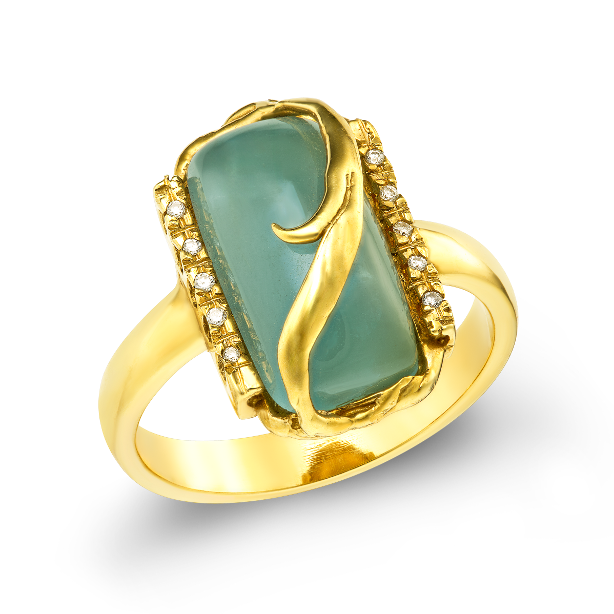 Δαχτυλίδι Χειροποίητο με Aquamarine και Διαμάντια