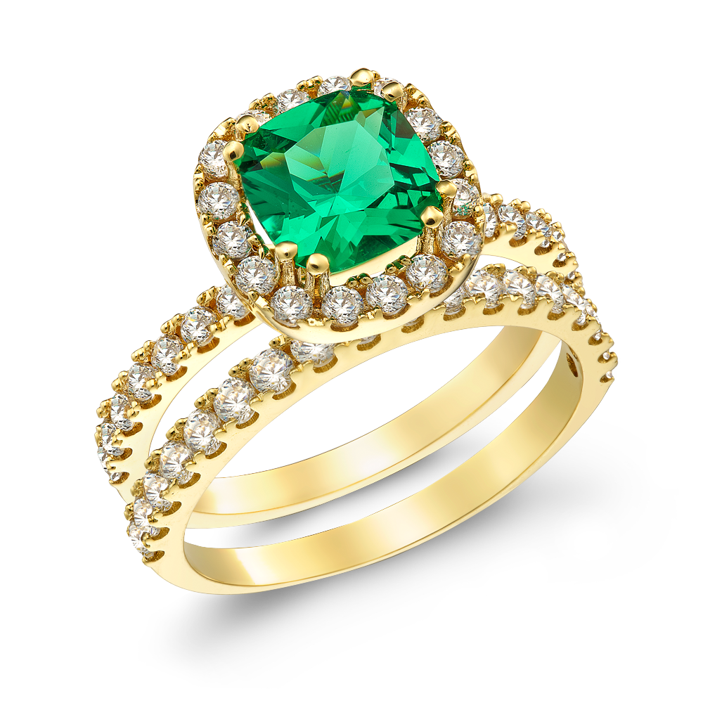 Διπλό Δαχτυλίδι με Cushion Cut Πέτρα 