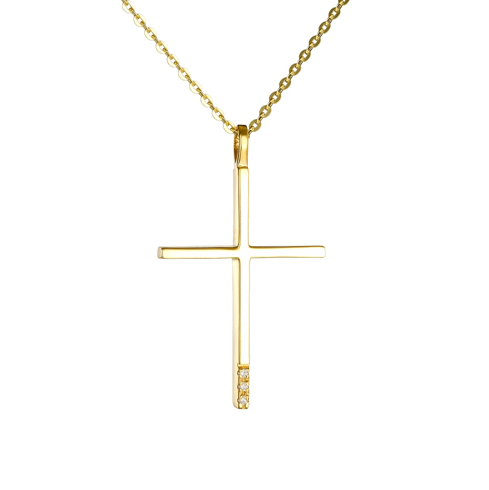 Χρυσός Σταυρός με Διαμάντια