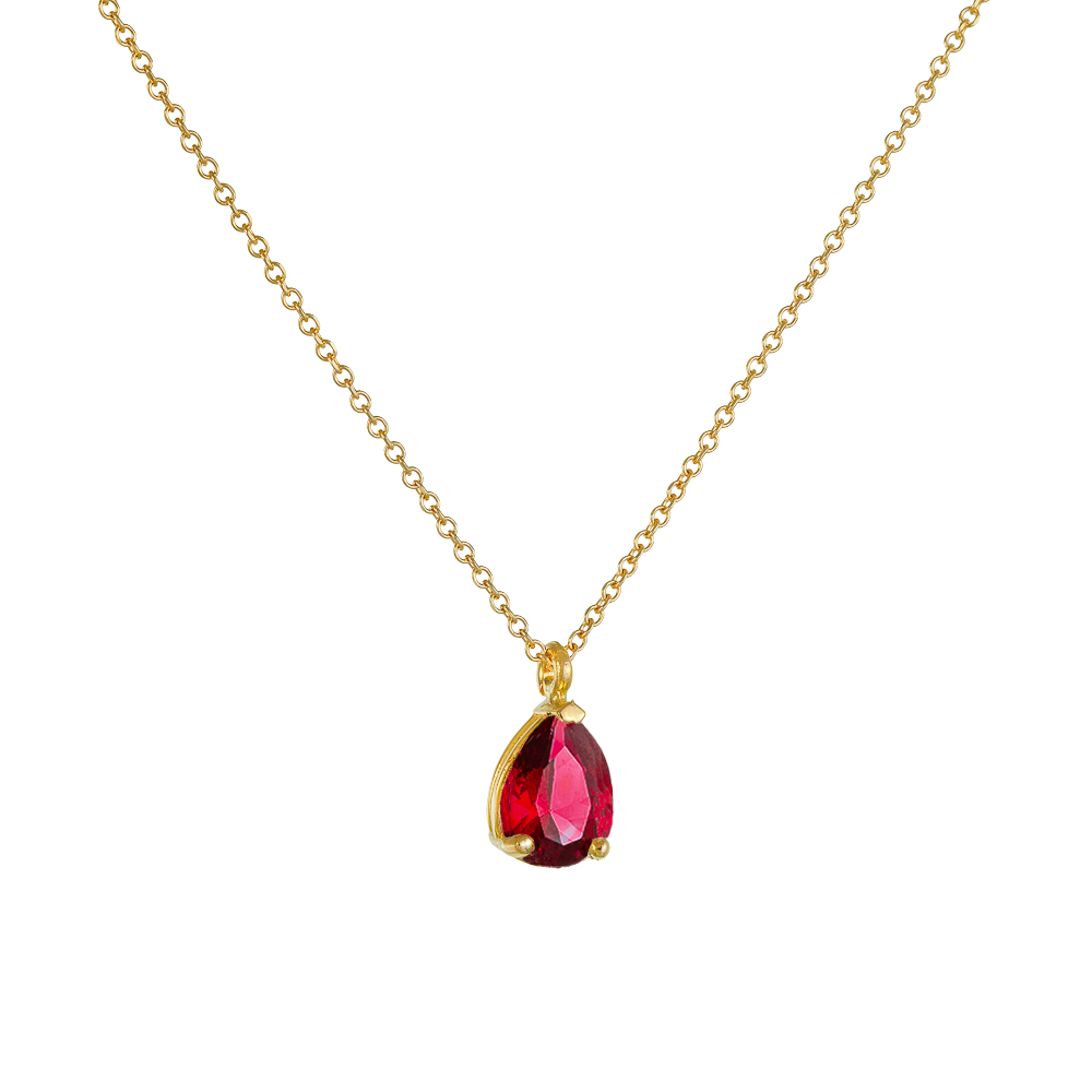 Χρυσό Κολιέ με Μονόπετρο Δάκρυ