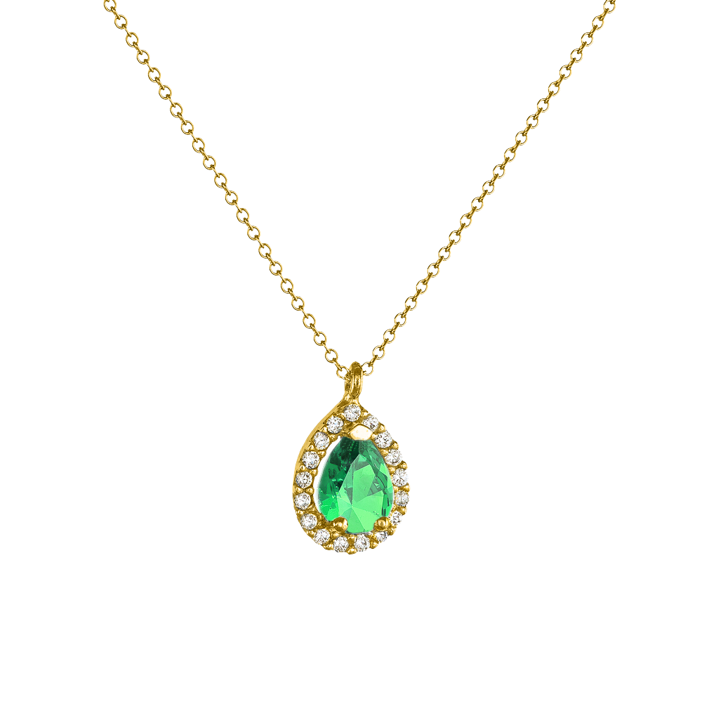 Κολιέ Πράσινη Ροζέτα Δάκρυ