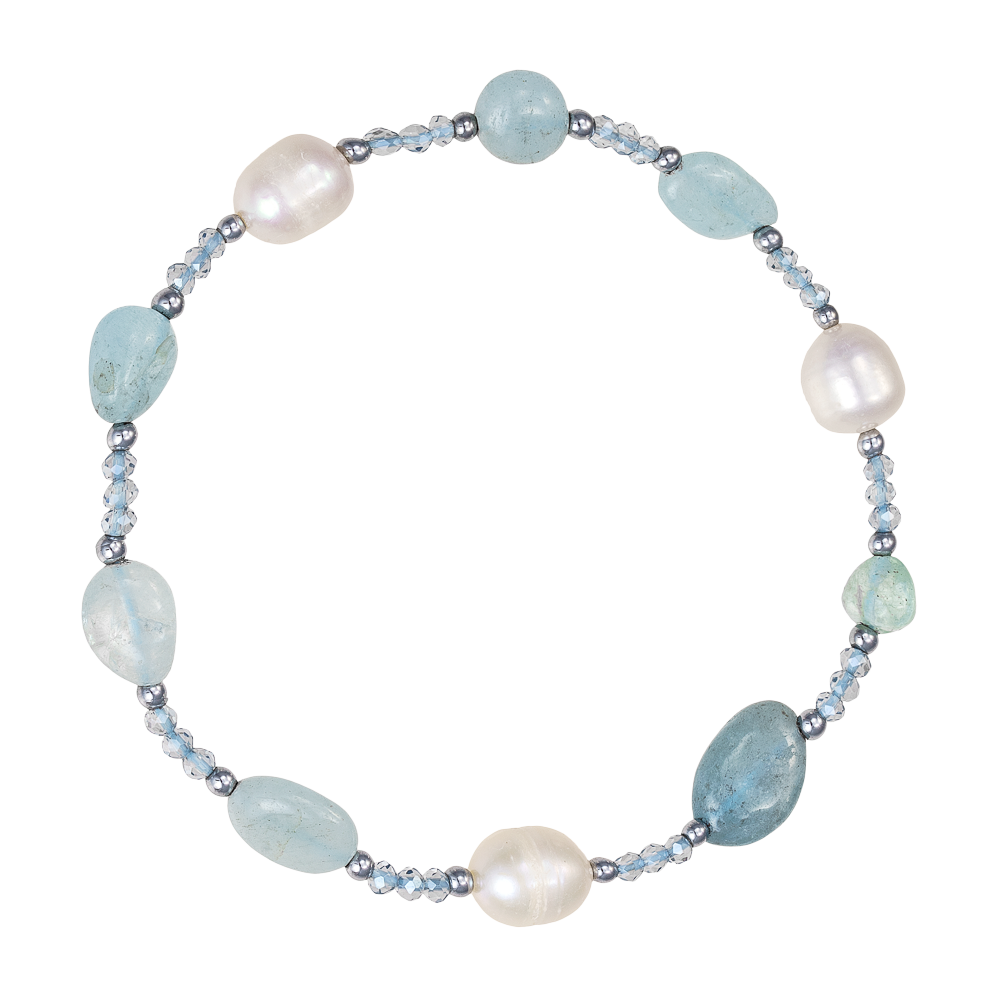 Βραχιόλι με Μαργαριτάρια και Aquamarine