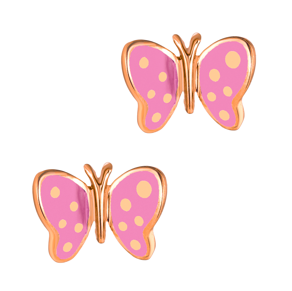 Σκουλαρίκια Παιδικά Ροζ Πεταλούδα