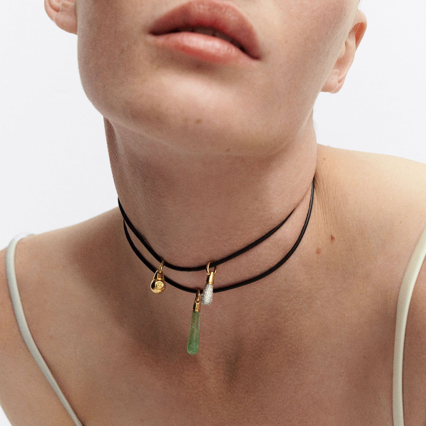 Dana leather bow necklace