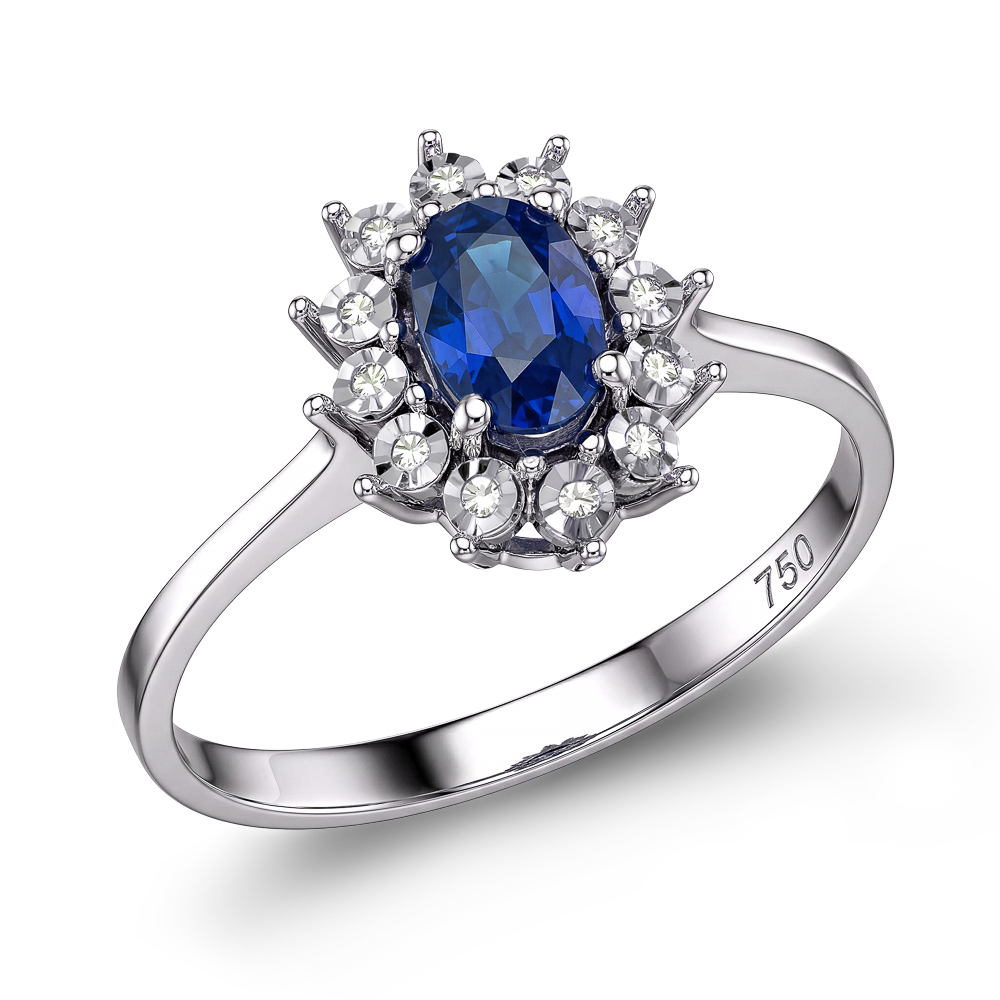 Δαχτυλίδι Ροζέτα Ζαφείρι με Διαμάντια