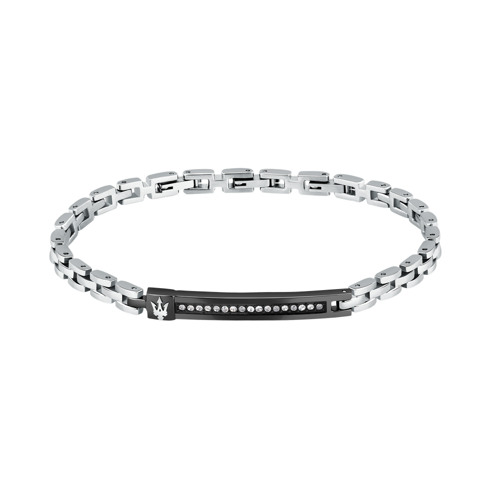 Maserati Ανδρικό Βραχιόλι Δίχρωμο Με Πέτρες