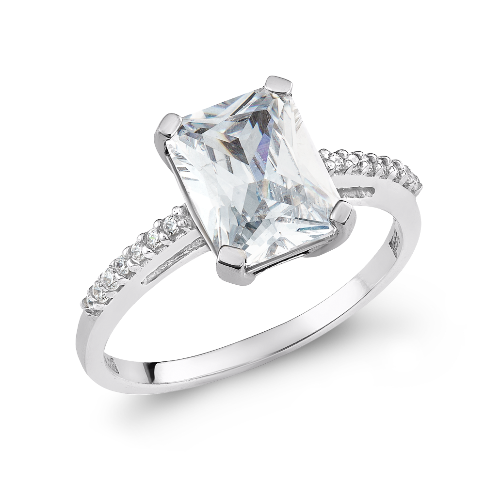 Μονόπετρο Radiant Cut Topaz με Διαμάντια