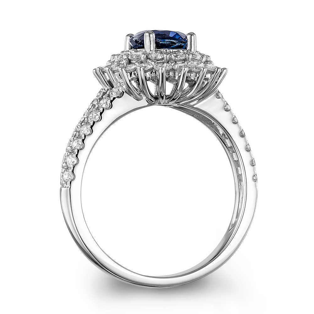 Ροζέτα Oval Cut με Μπλε Ζαφείρι και Διαμάντια