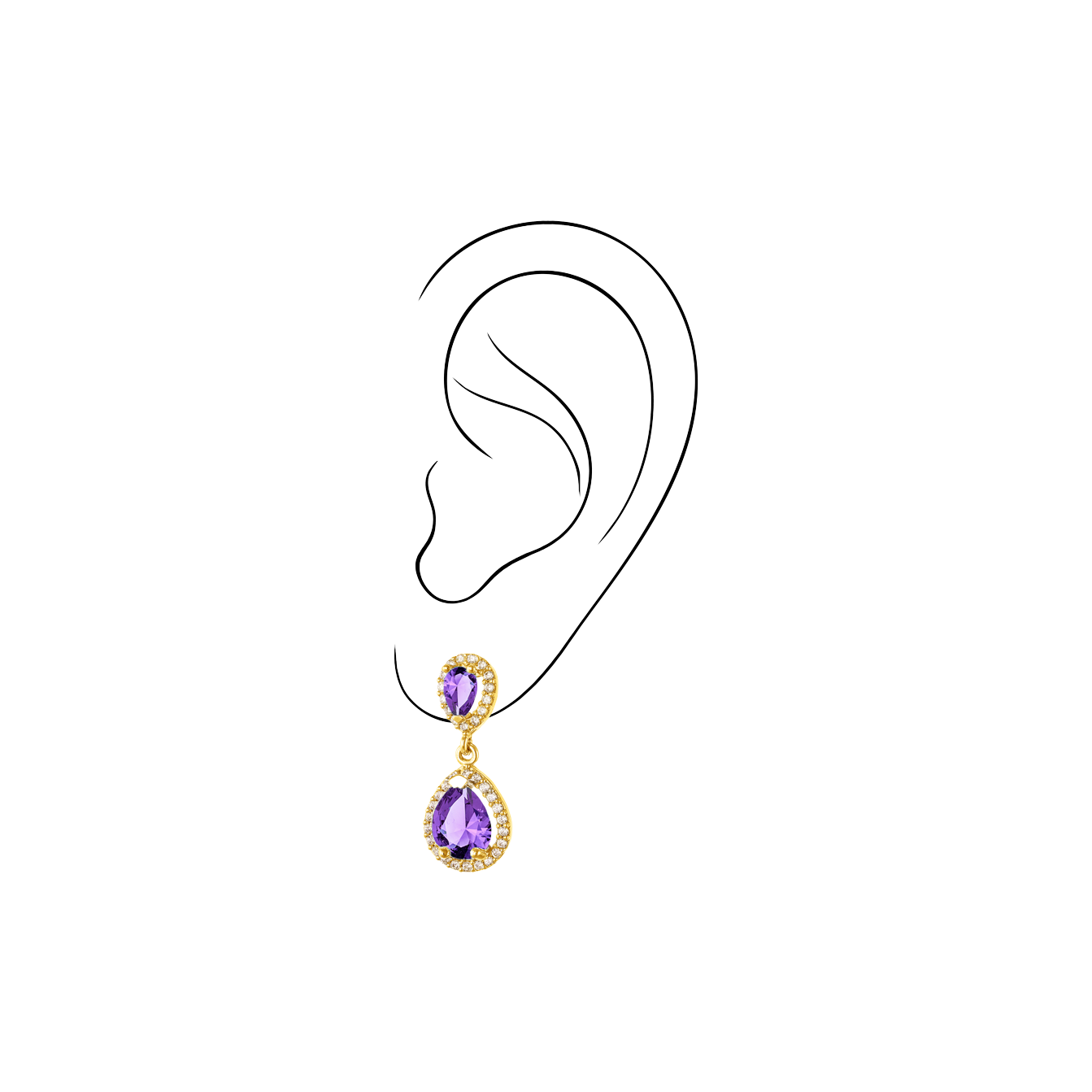 Διπλή Κρεμαστή Ροζέτα Pear Cut