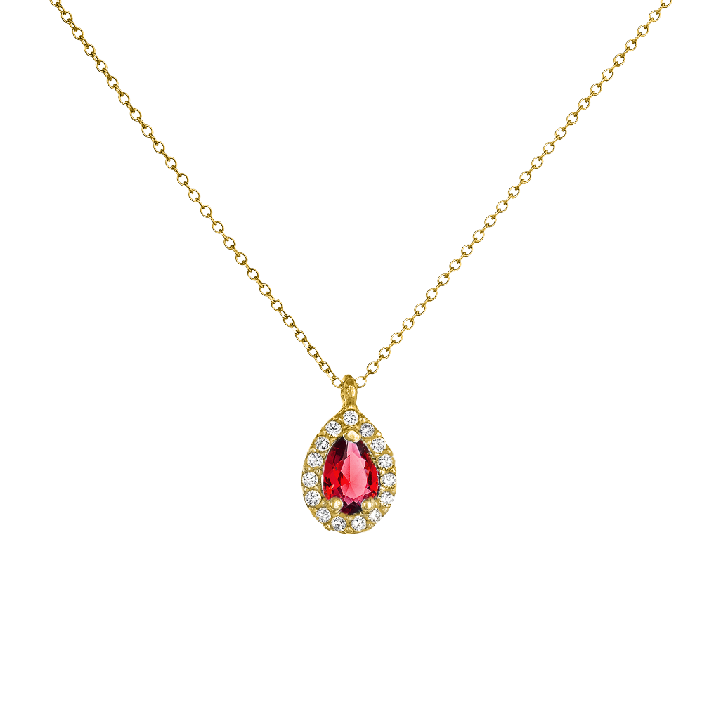 Κολιέ Ροζέτα Δάκρυ Κόκκινη 