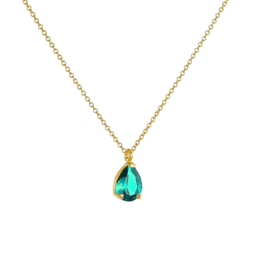 Μενταγιόν Χρυσό με Πράσινο Δάκρυ