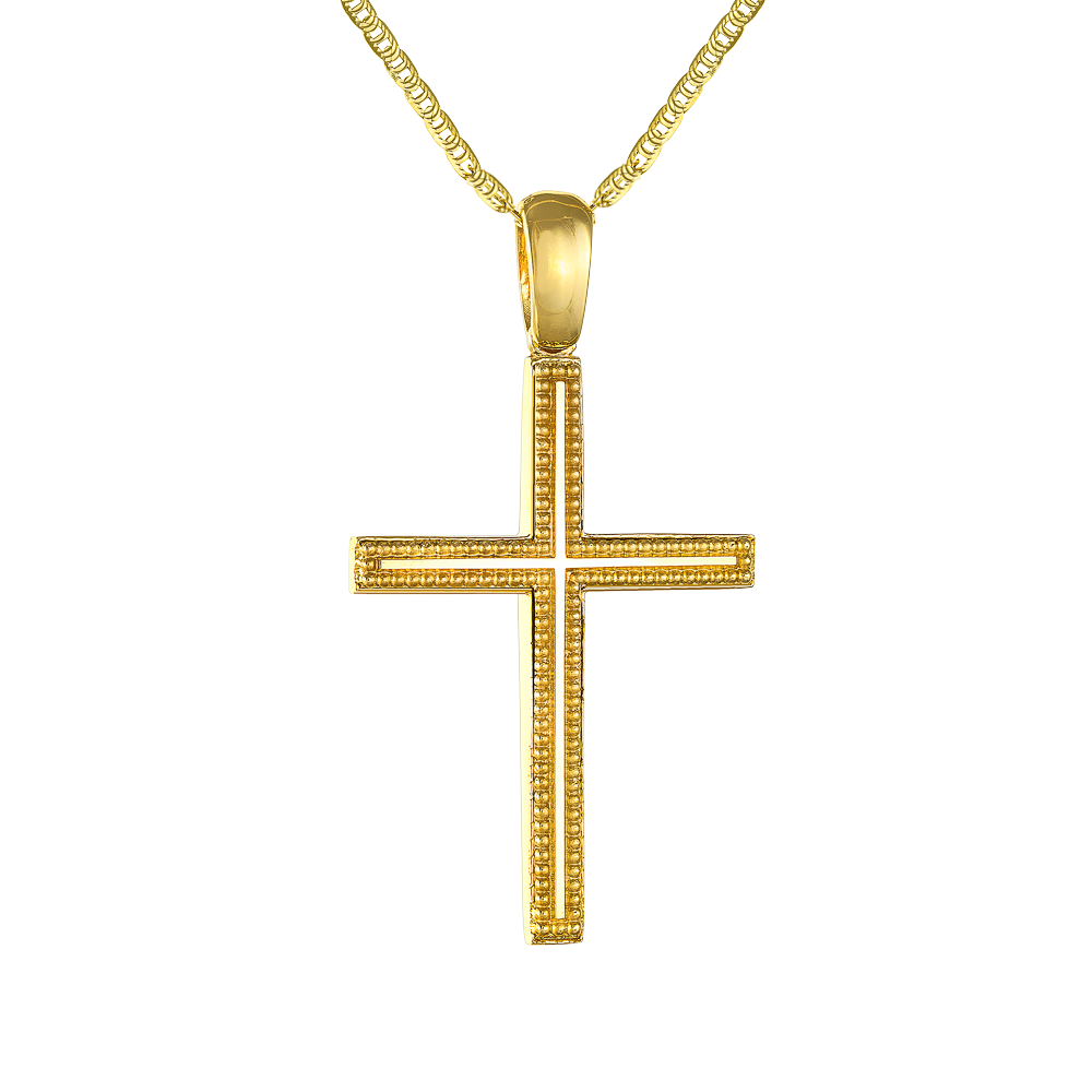 Σταυρός Διπλής Όψεως Χρυσός 