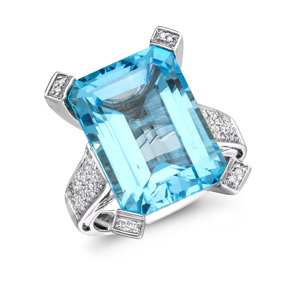 Δαχτυλίδι με Emerald Cut Τοπάζ και Διαμάντια