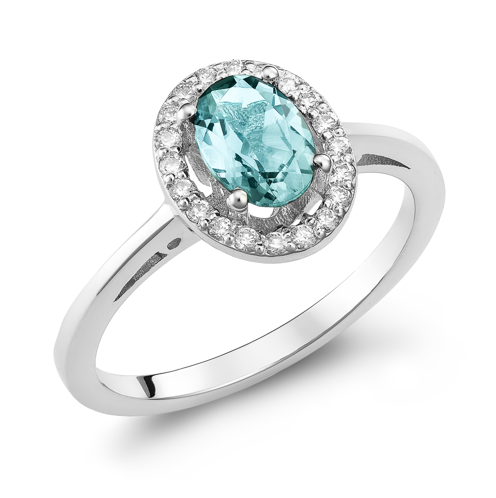Δαχτυλίδι Γυναικείο με Aquamarine και Διαμάντια