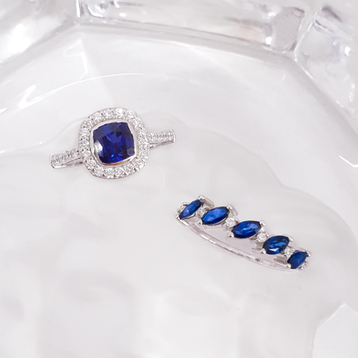 Ροζέτα Cushion Cut Ζαφείρι με Διαμάντια