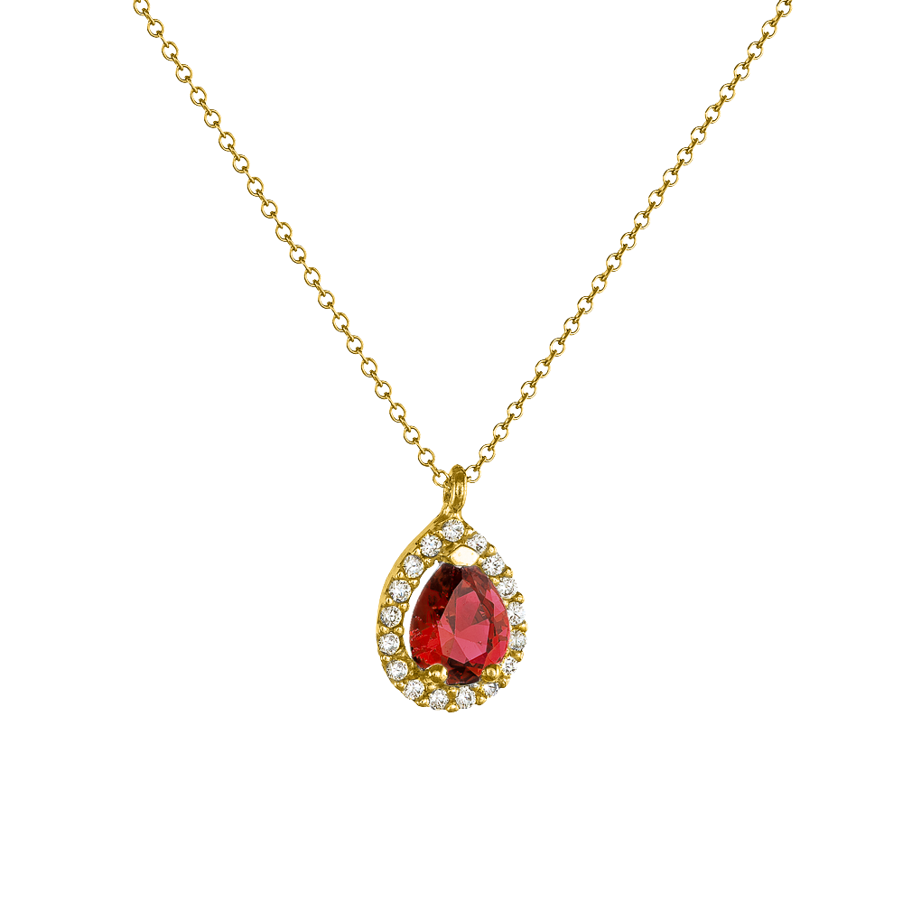 Κολιέ Κόκκινη Ροζέτα Δάκρυ