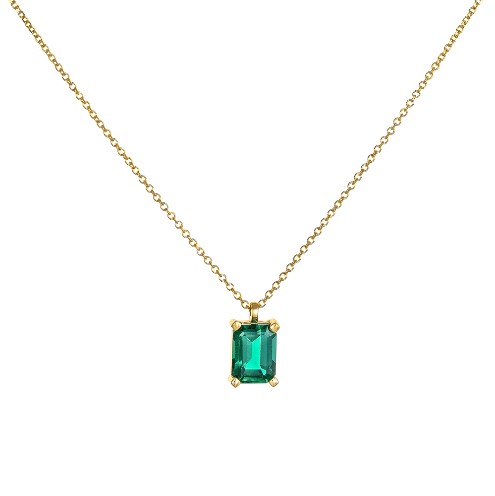 Κολιέ Emerald Cut με Σμαράγδι 