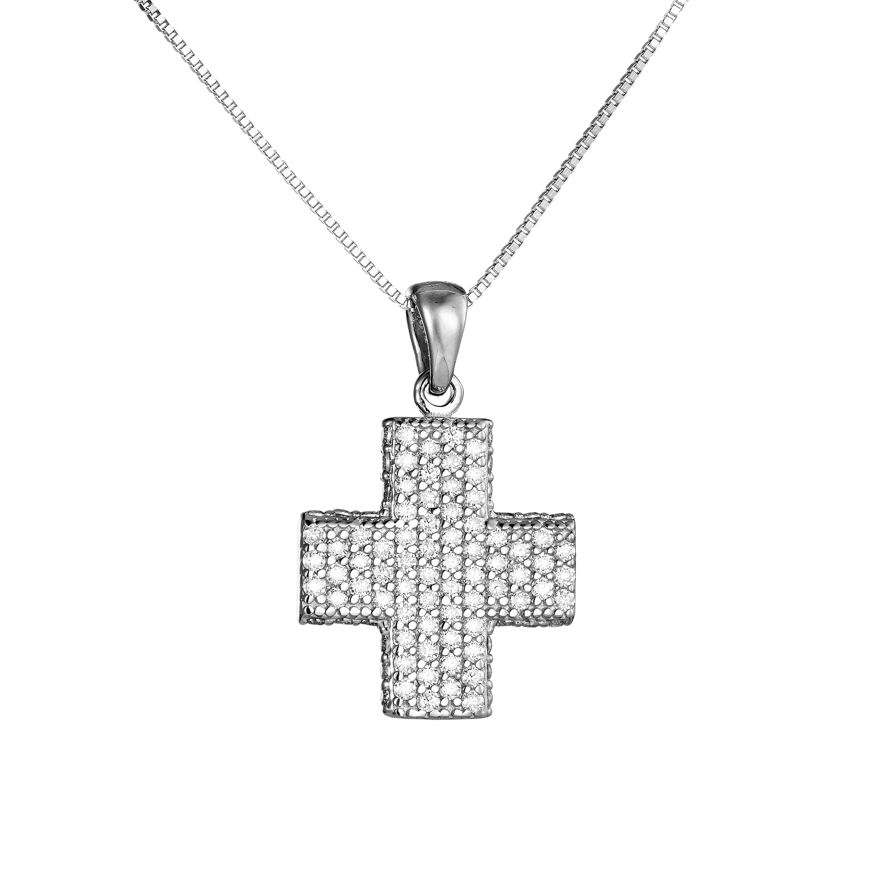 Γυναικείος Σταυρός με Λευκά Ζαφείρια 