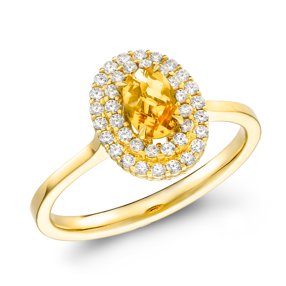 Διπλή Ροζέτα με Oval Checker Cut Citrine