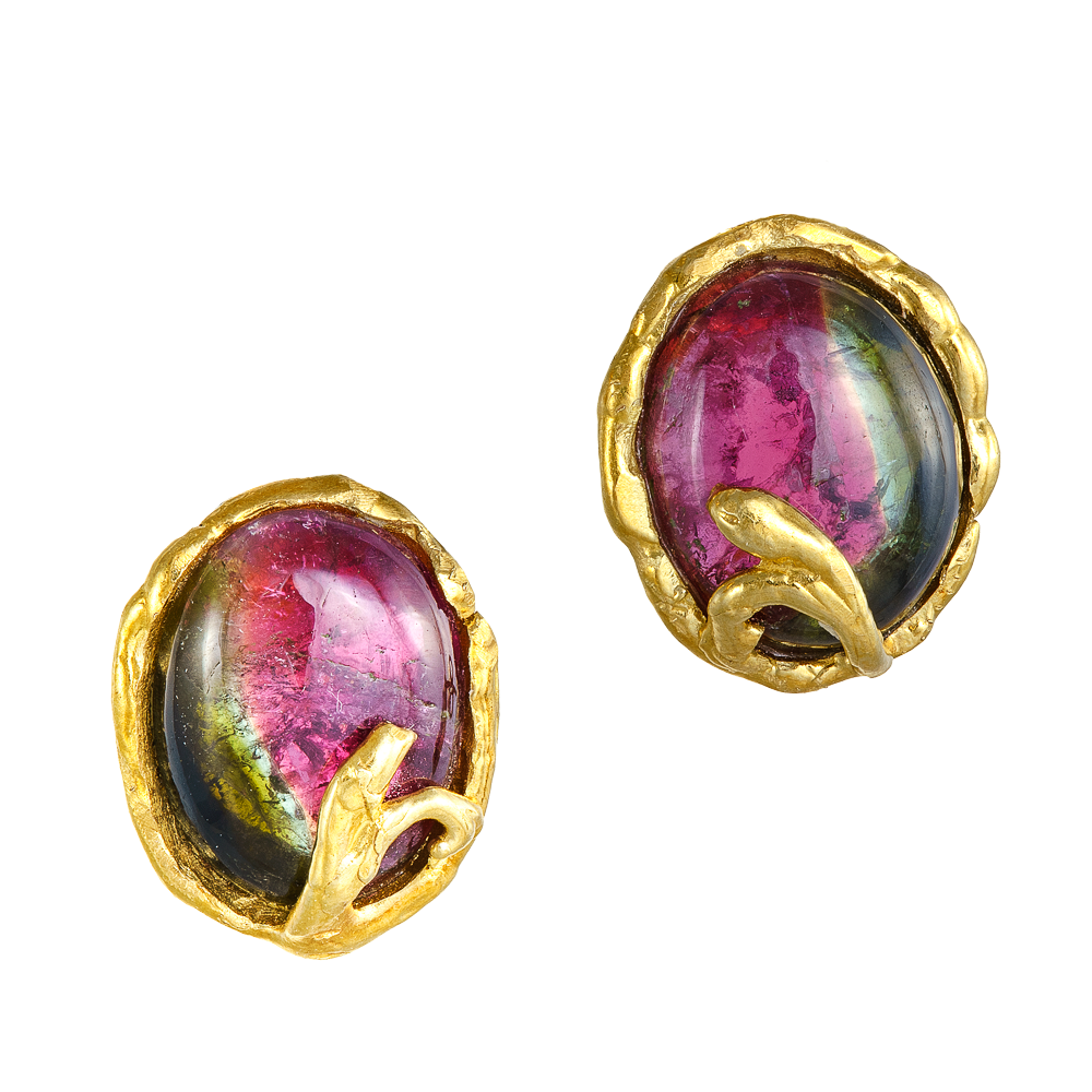 Κουμπωτά με Watermelon Tourmaline