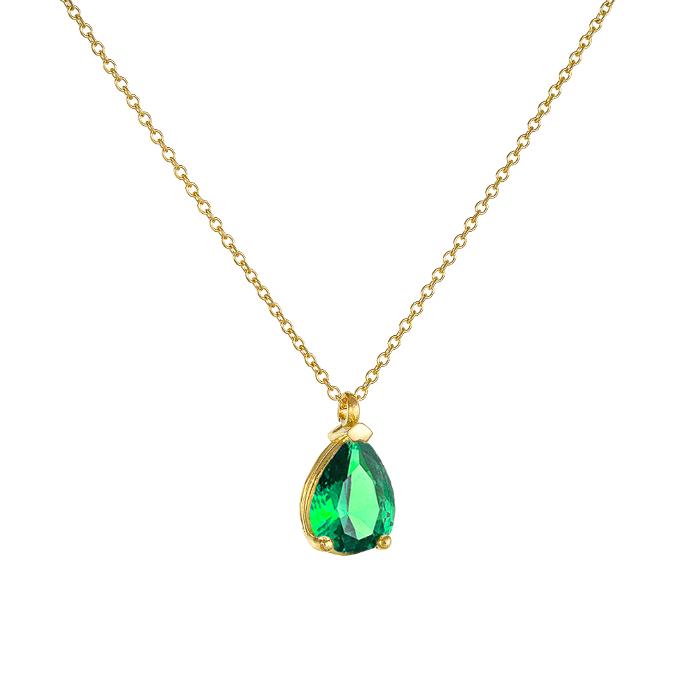 Χρυσό Μενταγιόν με Πράσινο Δάκρυ