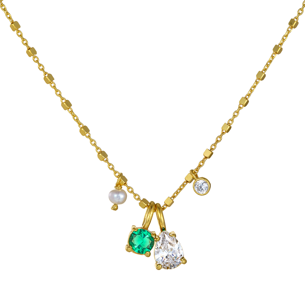 Κολιέ με Pear Cut και Charms