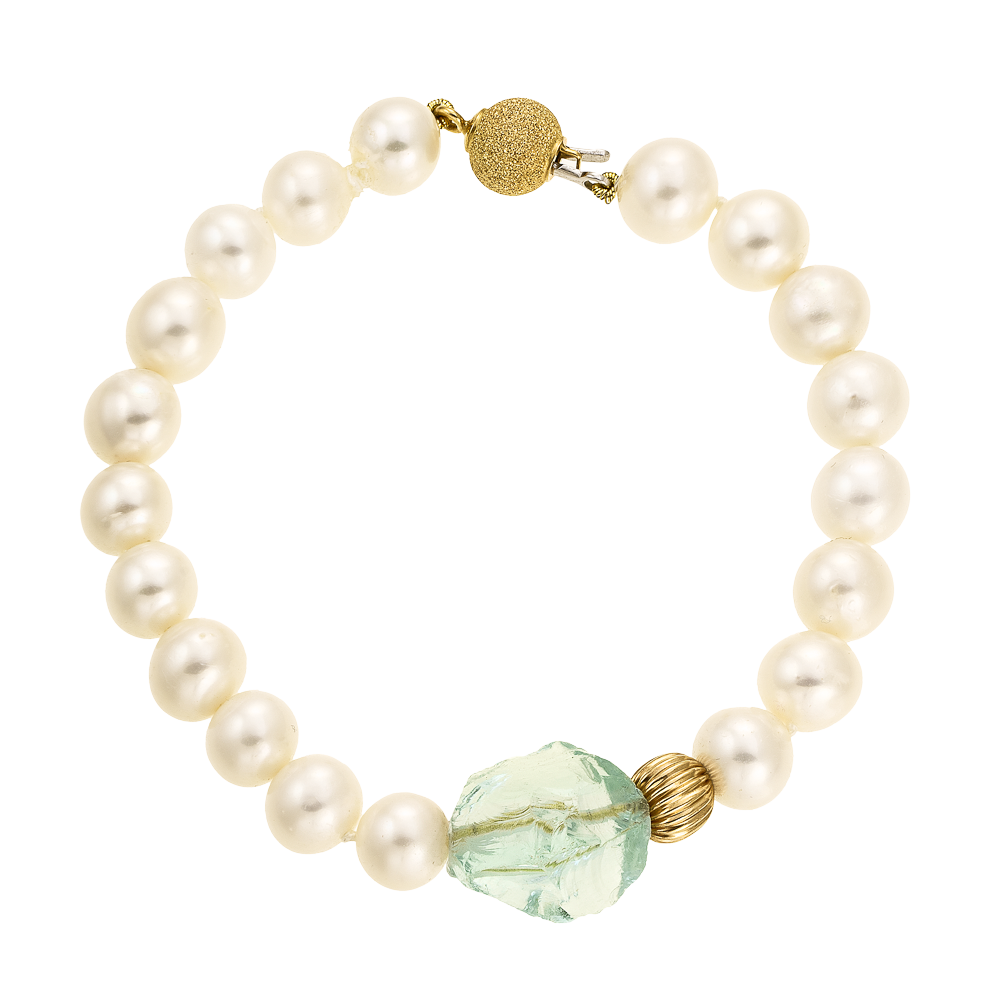 Βραχιόλι Μαργαριταρένιο με Aquamarine