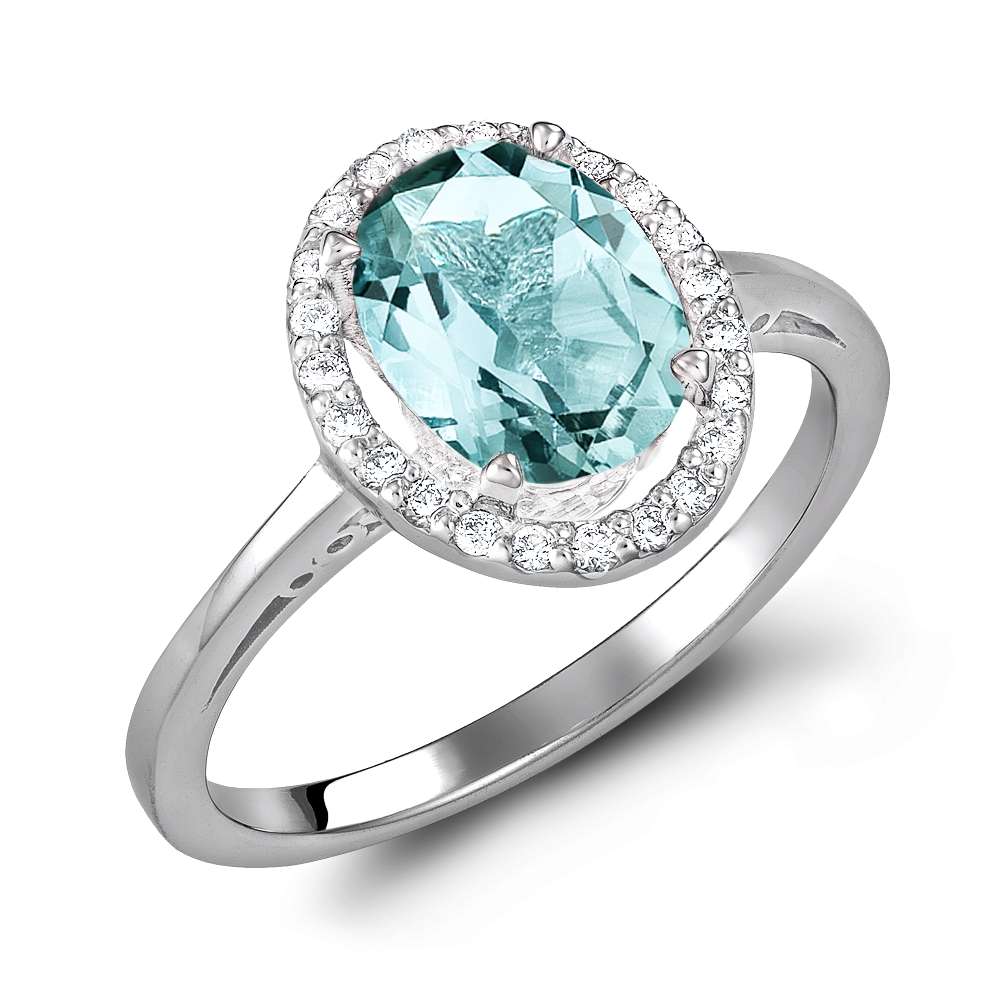 Ροζέτα με Oval Cut Aquamarine και Διαμάντια