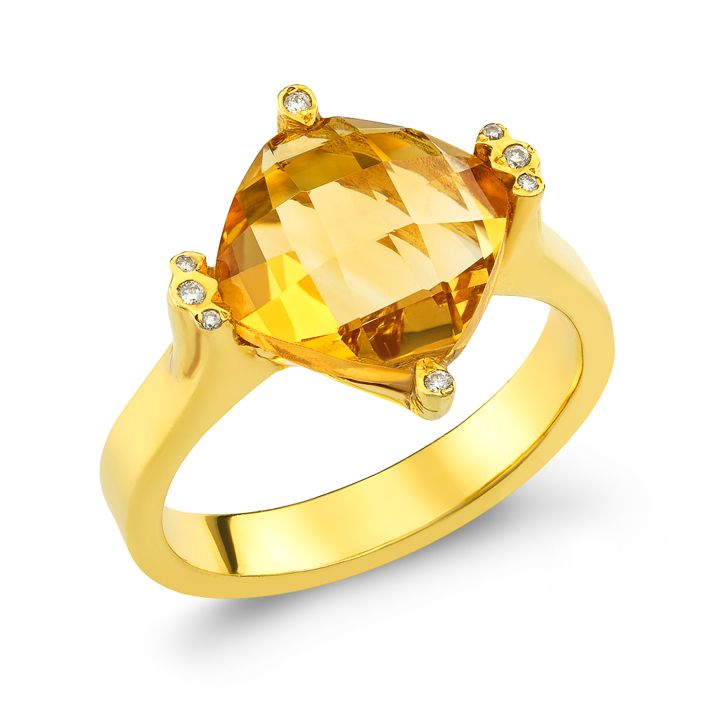 Δαχτυλίδι Γυναικείο με Citrine και Διαμάντια