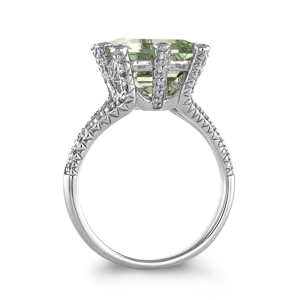 Δαχτυλίδι με Emerald Cut Πράσινο Χαλαζία και Διαμάντια