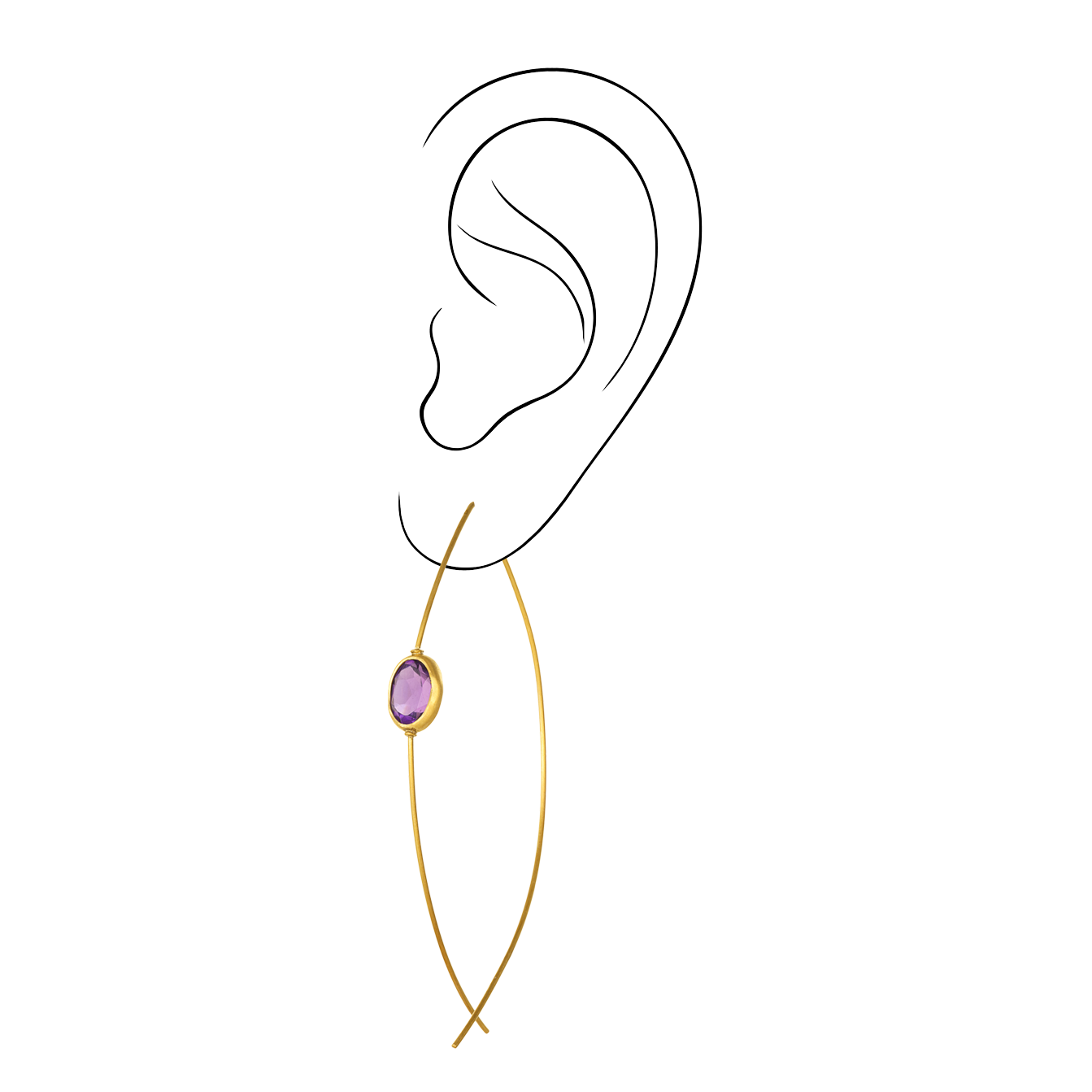 Χρυσά Σκουλαρίκια με Αμέθυστο