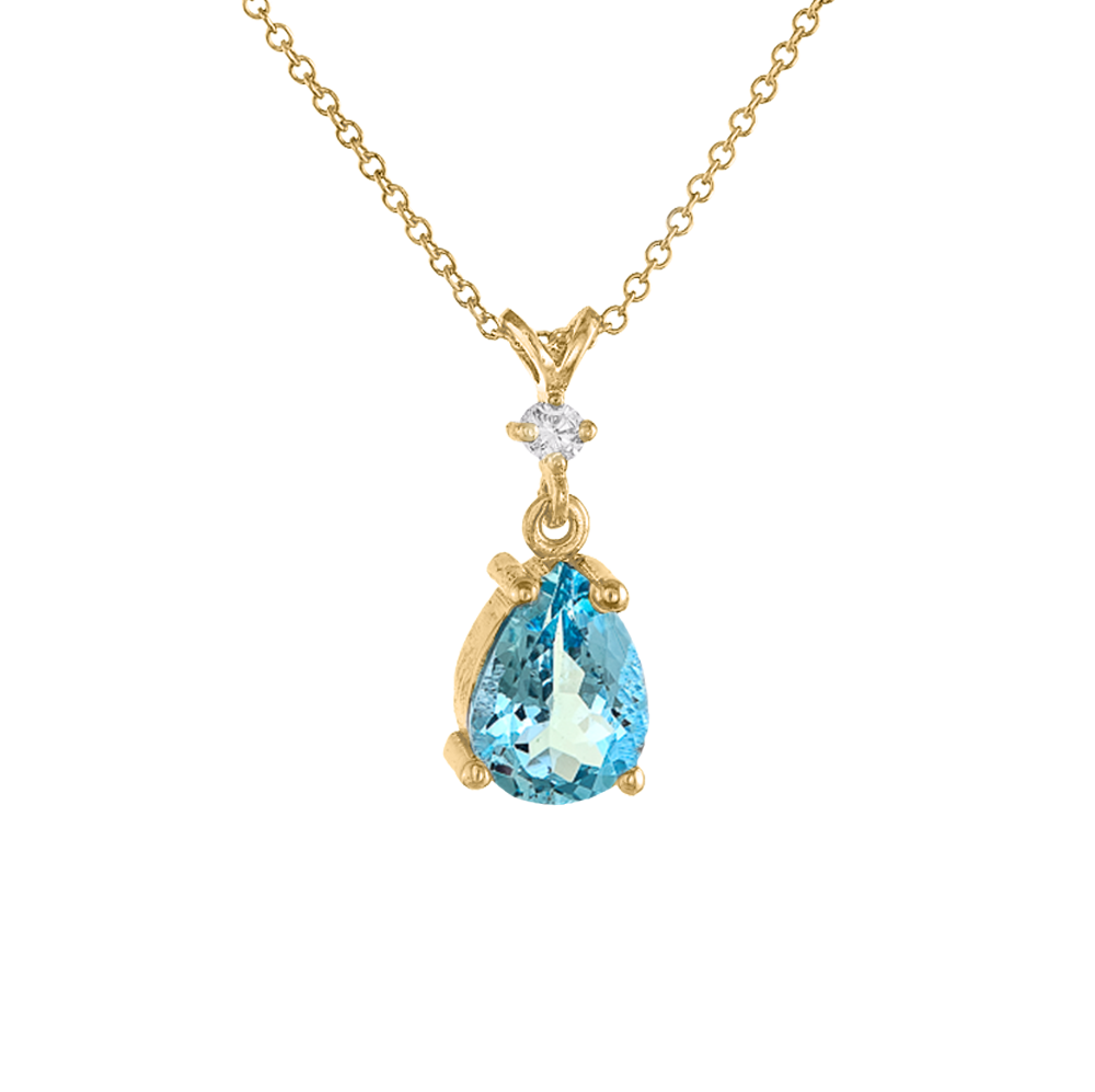 Κολιέ Δάκρυ με Aqua Topaz και Διαμάντι