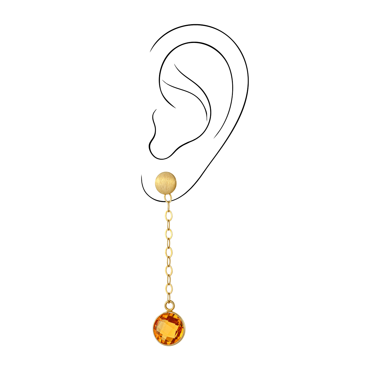 Χρυσά Κρεμαστά με Checker Cut Τοπάζ