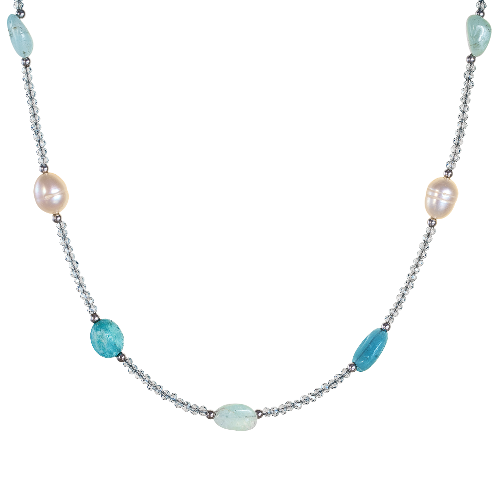 Κολιέ με Aquamarine και Μαργαριτάρια