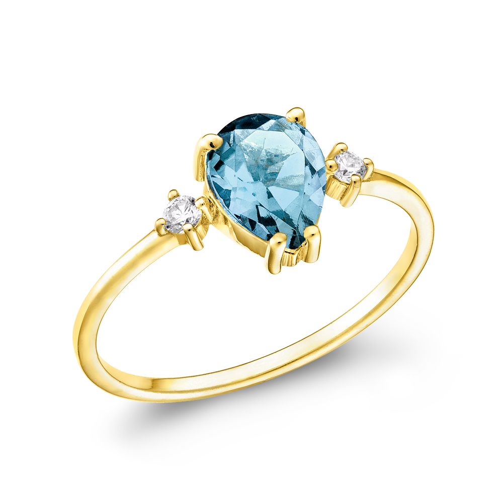 Pear Cut Aqua Topaz με Διαμάντια
