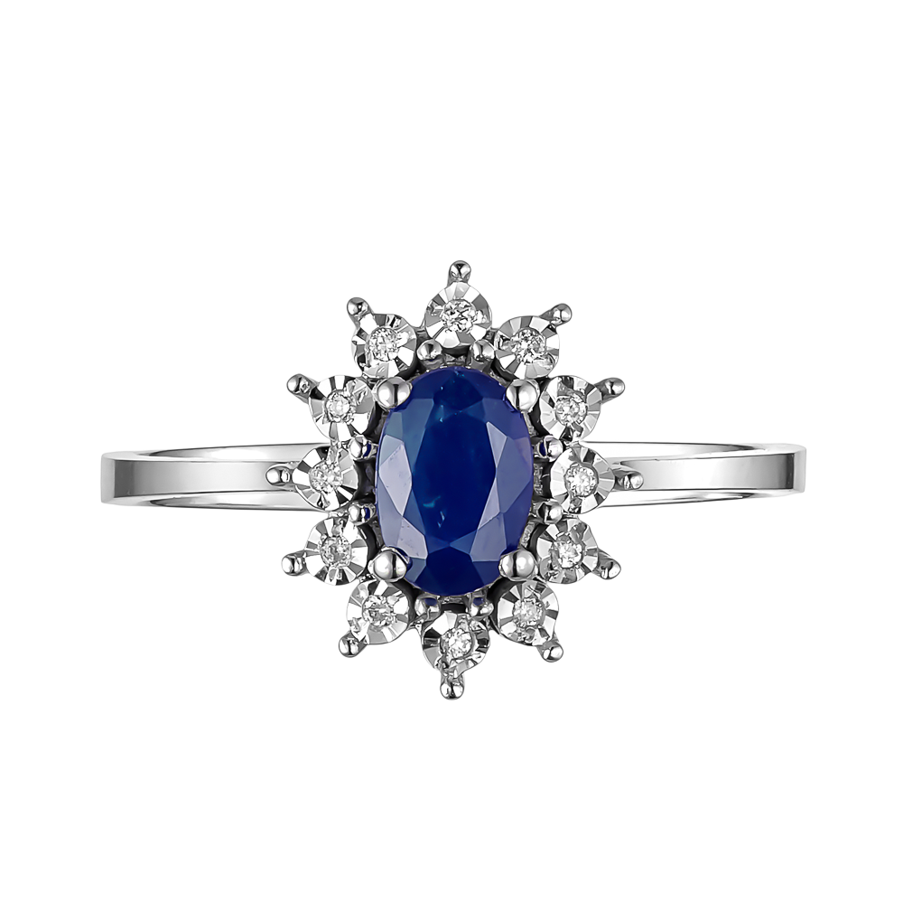 Δαχτυλίδι Ροζέτα Ζαφείρι με Διαμάντια