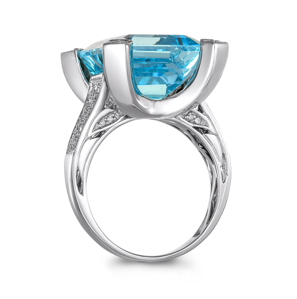 Δαχτυλίδι με Emerald Cut Τοπάζ και Διαμάντια