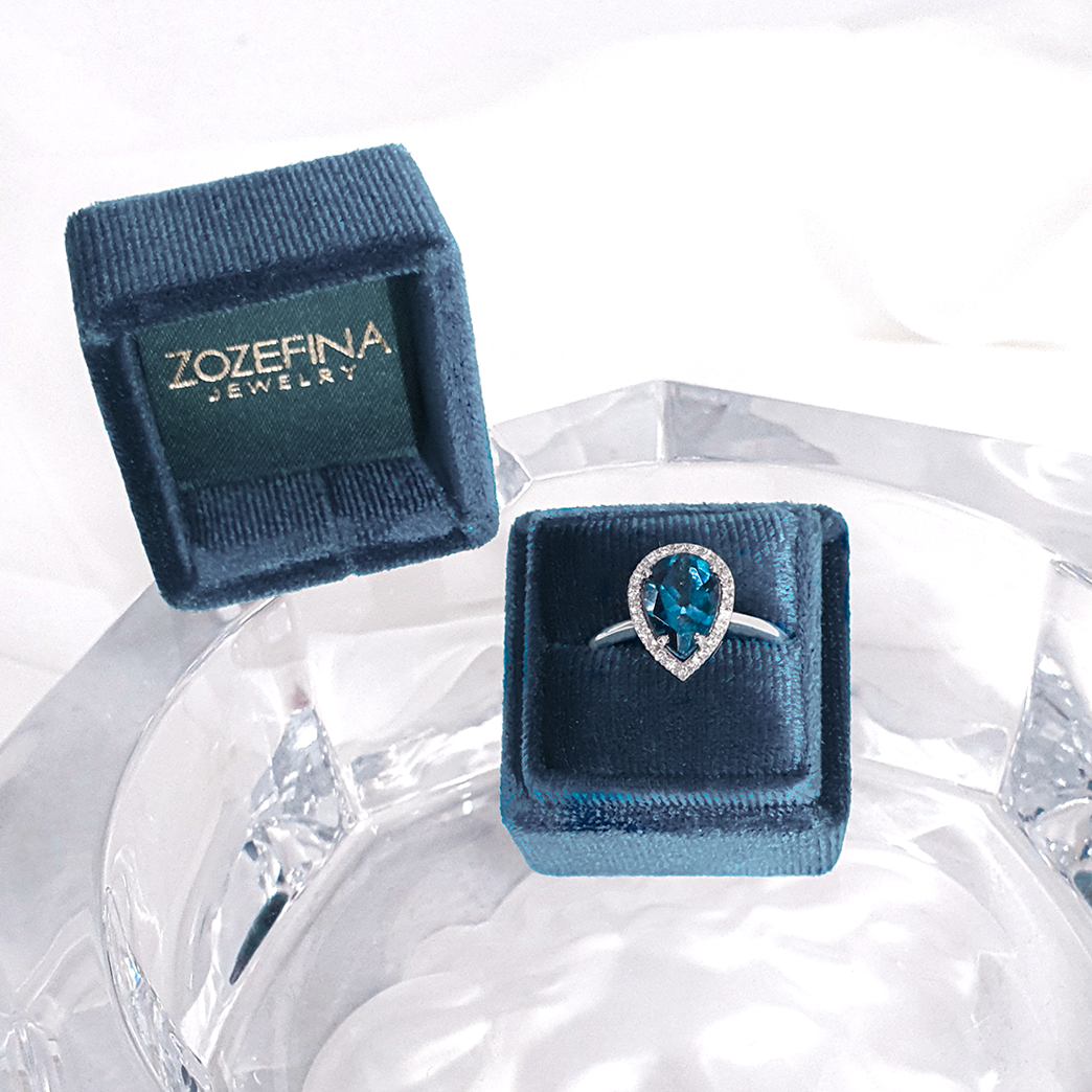Ροζέτα Δάκρυ London Blue Τοπάζ με Διαμάντια