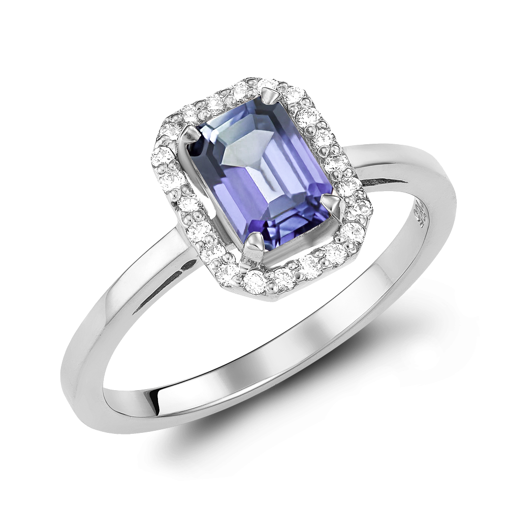 Δαχτυλίδι Γυναικείο Ροζέτα Τανζανίτης με Διαμάντια