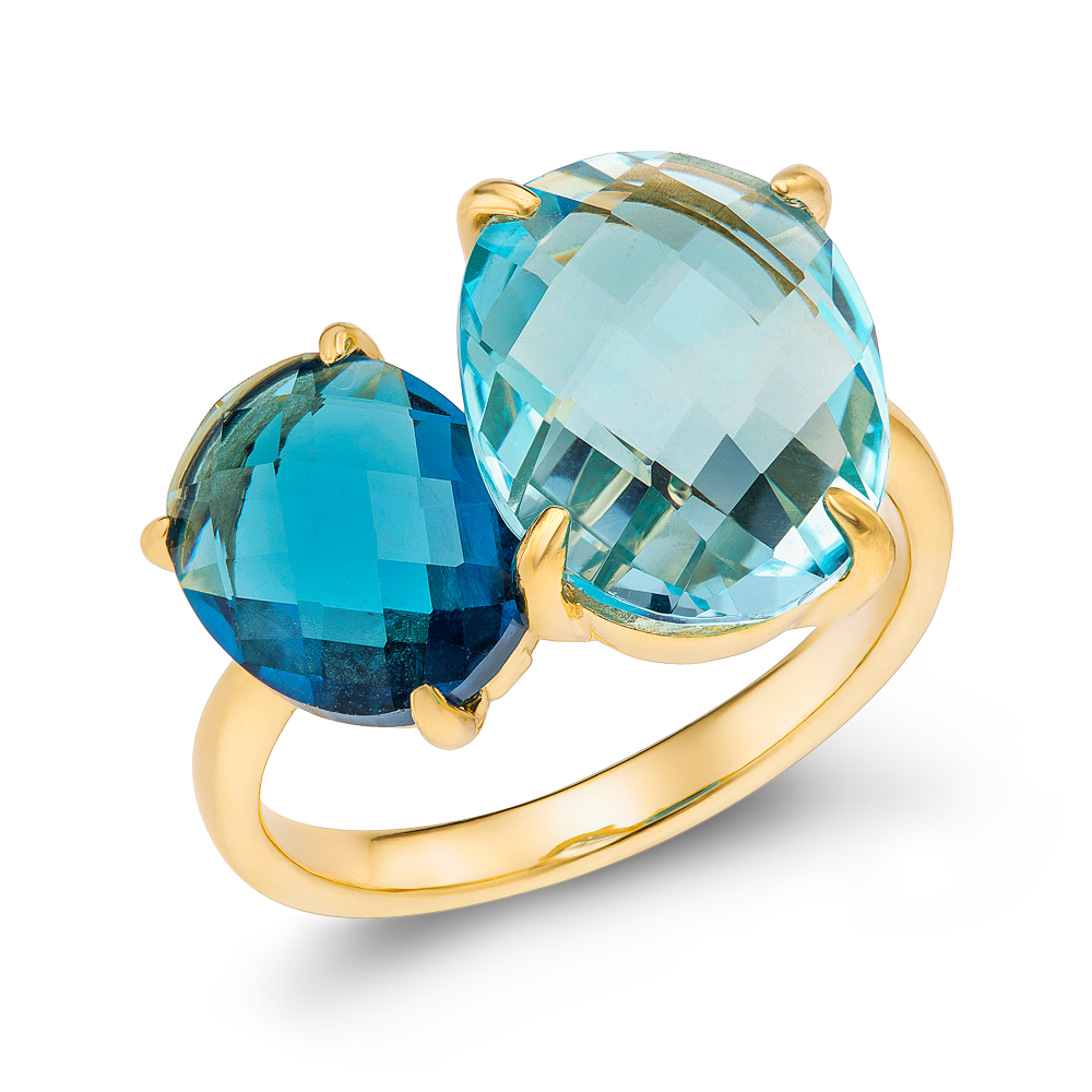 Δαχτυλίδι με London Blue Topaz και Χαλαζία