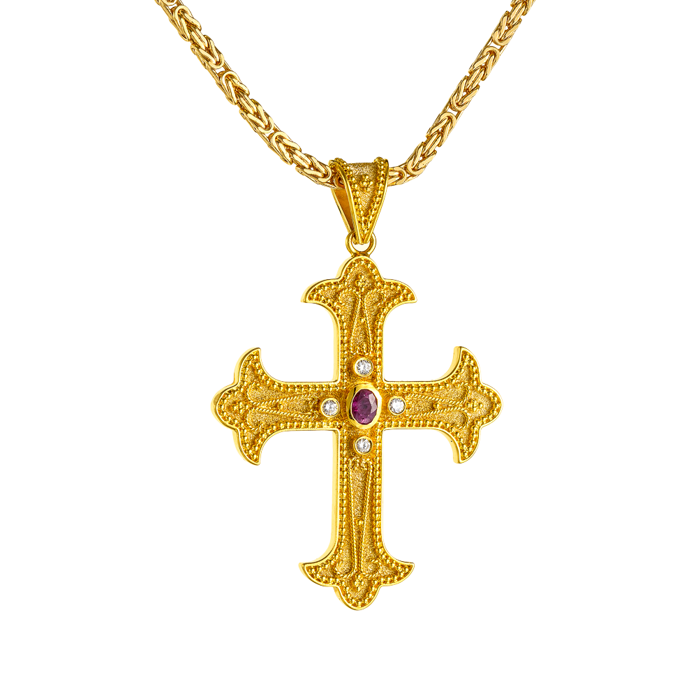 Βυζαντινός Σταυρός με Ρουμπίνι και Διαμάντια
