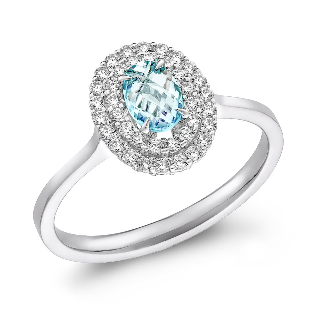 Διπλή Ροζέτα με Oval Checker Cut Topaz