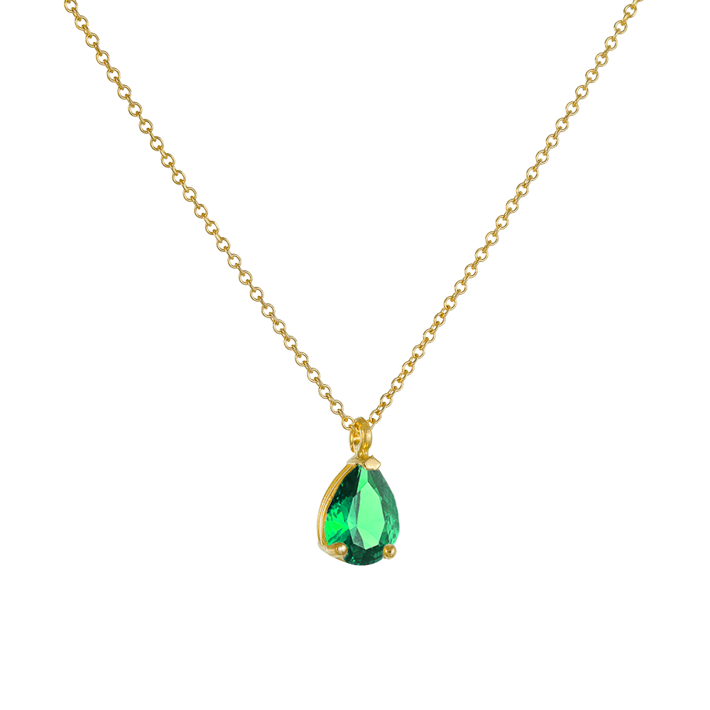 Χρυσό Μενταγιόν με Πράσινο Δάκρυ