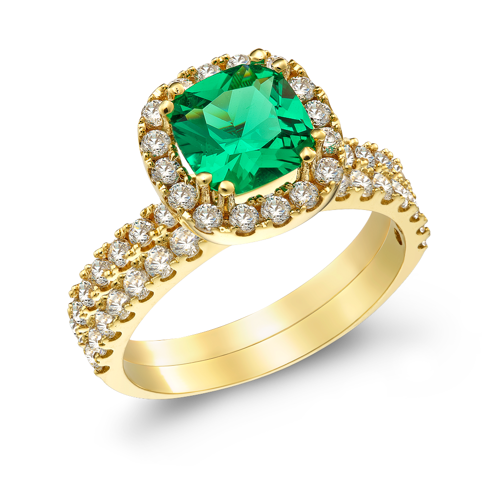 Διπλό Δαχτυλίδι με Cushion Cut Πέτρα 