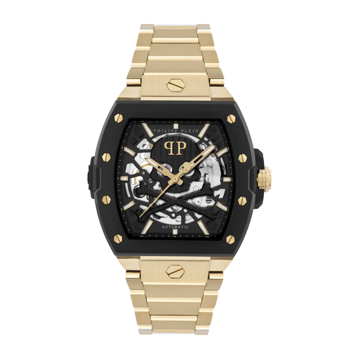 PHILIPP PLEIN THE SKELETON AUTOMATIC BLACK AND GOLD