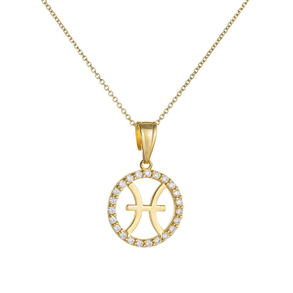 Μενταγιόν Ζώδιο Ιχθείς 9 Καρατίων